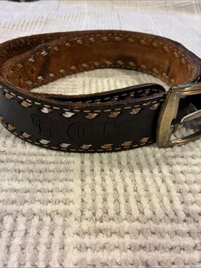 Vintage Leather Belt with “TOM” Stamped 30-34”